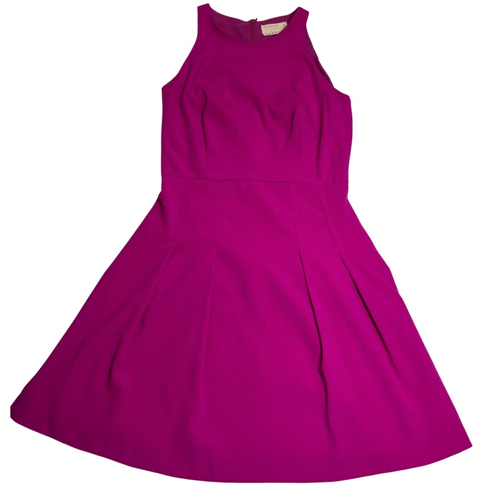 Artelier Nicole Miller Dress Womens Magenta Very Good Fit Flare Pleated 29 Chest